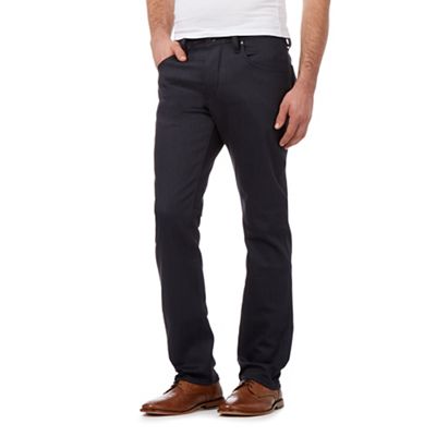 Jeff Banks Navy coated straight fit jeans
